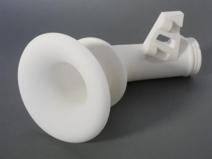 SLS 3D nyomtatási technológiával készült légbefúvó. 